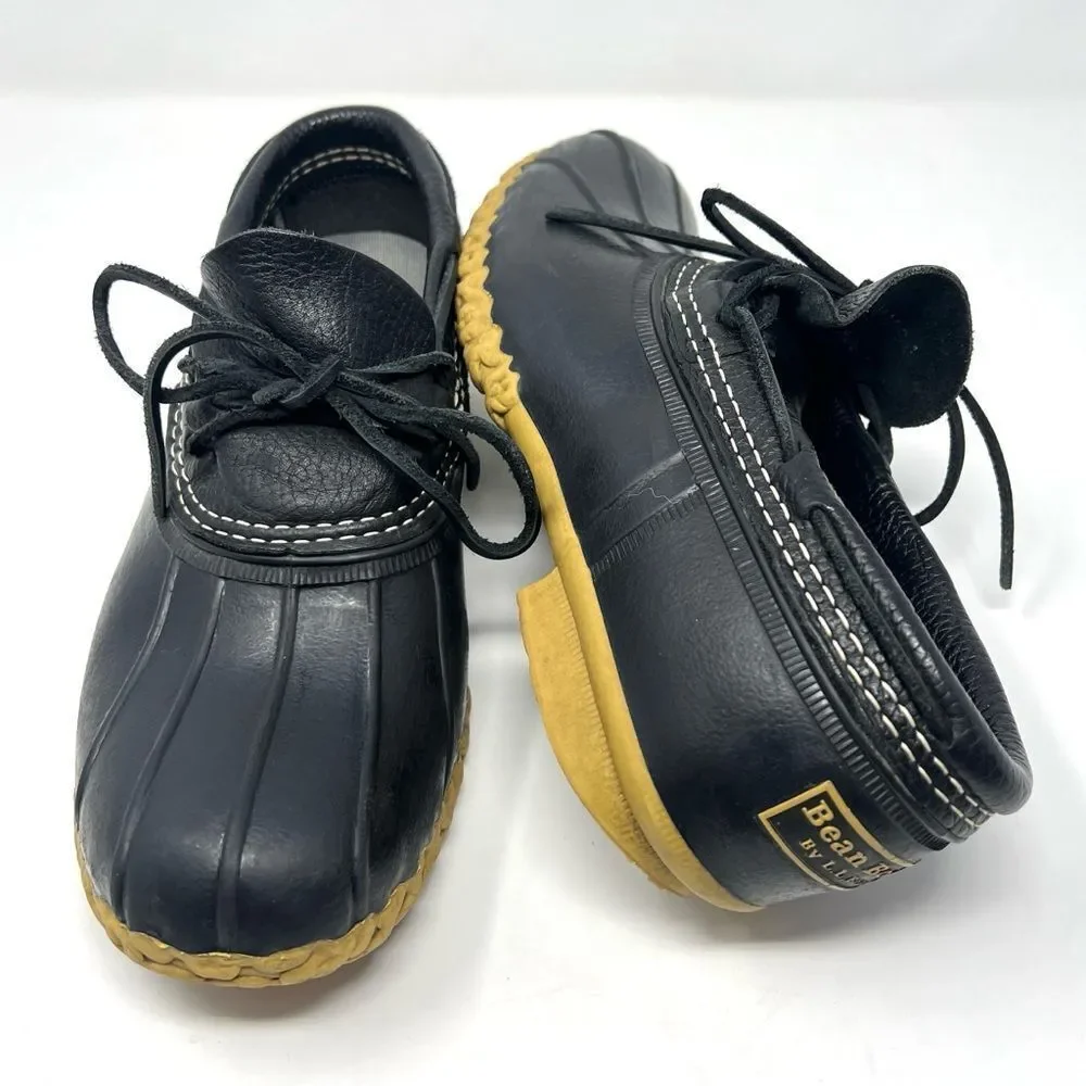 L.L.Bean Rubber Moc Duck Low Profile Boots Black Leather Gum Sole Women’s 9M